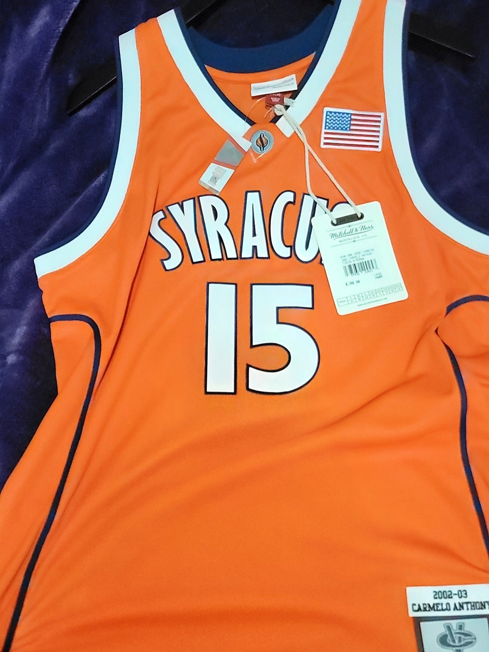 "Carmelo Anthony"       Syracuse #15 Orange Basketball Jersey (M&N)